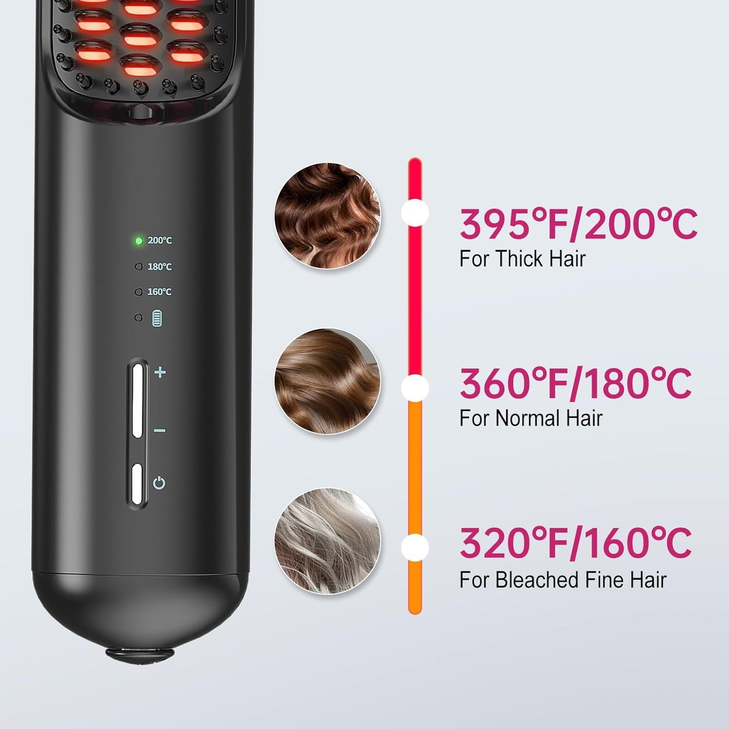 Escova Portátil Feminina Luxuosa Sem Fio Design Curvo - 3D