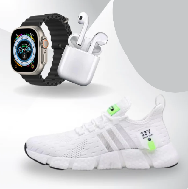 Kit Premium Smartwatch Series 8 + Tênis + Fone Bluetooth Airdots-i7