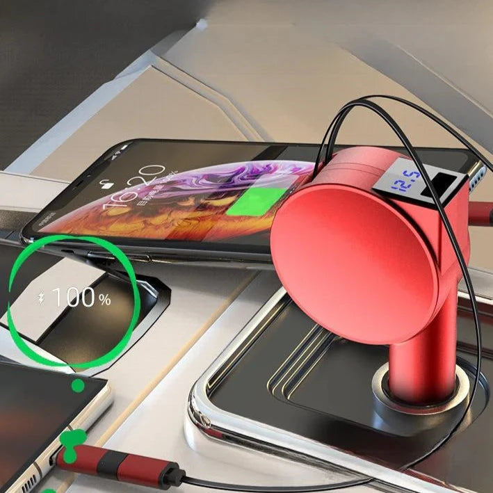 Carregador De Celular Multifuncional Para Carros Com Cabos Retráteis